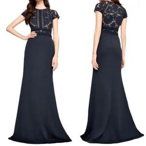 Tadashi Shoji Dark Blue Lace Maxi Dress